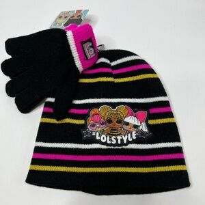 LOL‎ Surprise Girl Beanie Hat and Gloves NWT